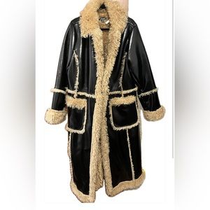 Missguided Patent faux Shearling Coat